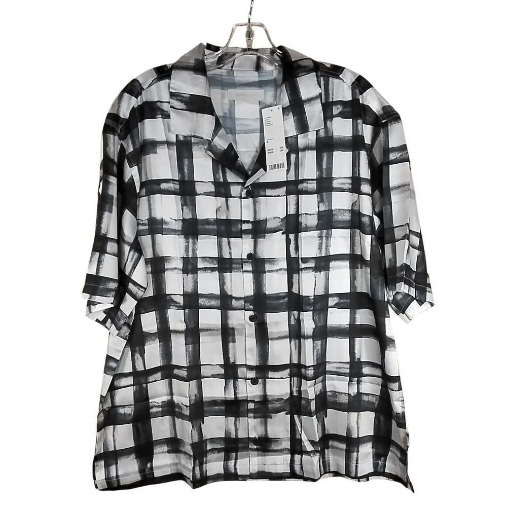 Standard Cloth Urban Outfitters Shirt Black White Grid Print Medium NWT Camp
